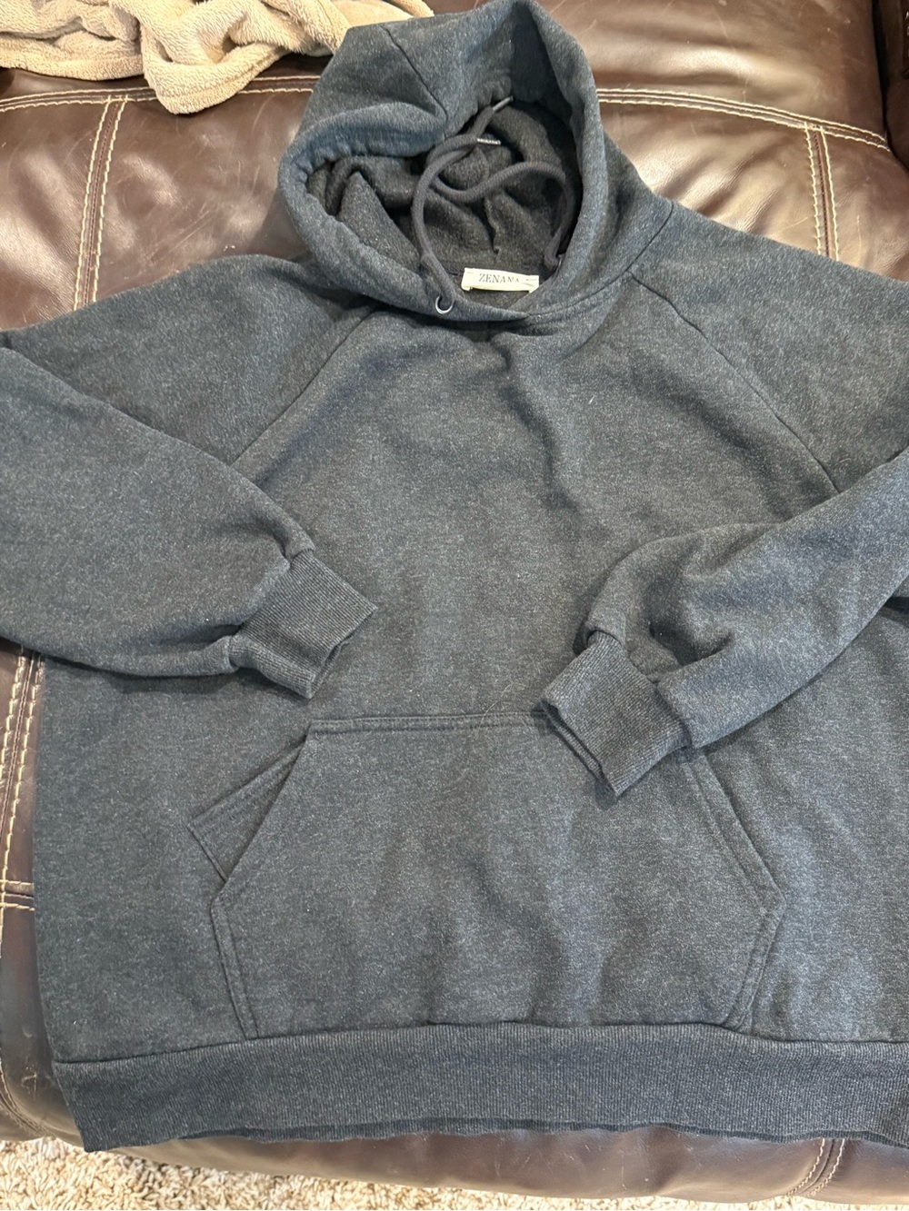 Zenana Outfitters Dark Heather Gray Pullover Hoodie Womens XL
